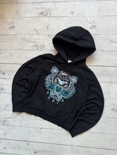 Kenzo Tiger Felpa con Cappuccio Nera Blu Ricamo Autentica Taglia Large L