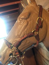 mare size  braided Hamilton Leather Halter and matching lead  used FREE SHIPPING