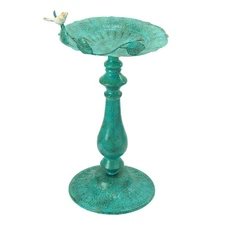 Bird Baths for Outdoors-Metal Bird Bath Bowl- Green Birdbaths Stand with Leaf...