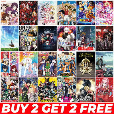 Beste Anime Poster A3 A4 Japanische Manga Wandbilder Top 100 Klassisch Retro Raumdeko