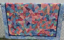 Handmade Batik Cotton Toddler Quilt Colorful Patchwork Bedding Blanket 51x61