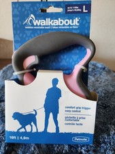 WALKABOUT Petmate Retractable Dog Leash Pink - Large 16 feet. Up to 110 lbs-NEW