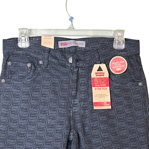 Levis 512 Jeans Boys 16 Regular 28x28 Blue Slim Taper Stretch All Over Print - Picture 8 of 9