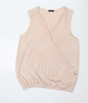 M&Co Damen rosa gestreift Polyester Basic Tank Größe 10 V-Ausschnitt