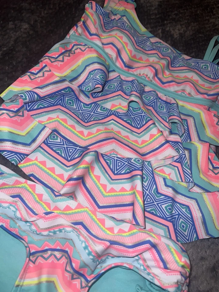 Купальный лот для девочек — размер 10, два танкини Justice и махровая ткань One Gap - Изображение 2 из 4