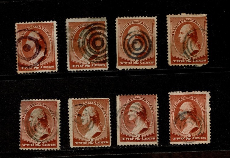 8 U.S. Scott 210 Bullseye Cancels