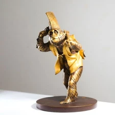 Monkey KIMONO Noh Performer Bronze Statue 11 in Japanese Metalwork Figurine