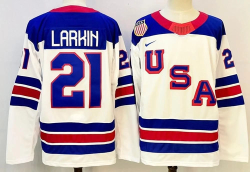 #21 Larkin Team USA Winter Olympics 2026 Jersey White Stitched - Sizes S-3XL