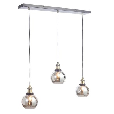 Litecraft getöntes Glas Decken-Pendelleuchte Leiste E27 3-flammig - Bronze, Rauchauflösung