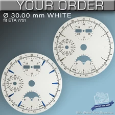 DIAL FIT MOVEMENT ETA VALJOUX 7751, Ø 30.0 mm,  WHITE WITH DAY DATE & MOONPHASE