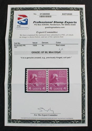 CKStamps: US Stamps Collection Scott#843 Mint LH OG PSE Cert