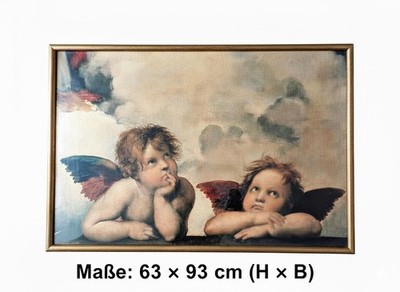 Großes Wandbild ''Die Engel'' im edlen Goldrahmen - 93x63 cm - Top-Zustand