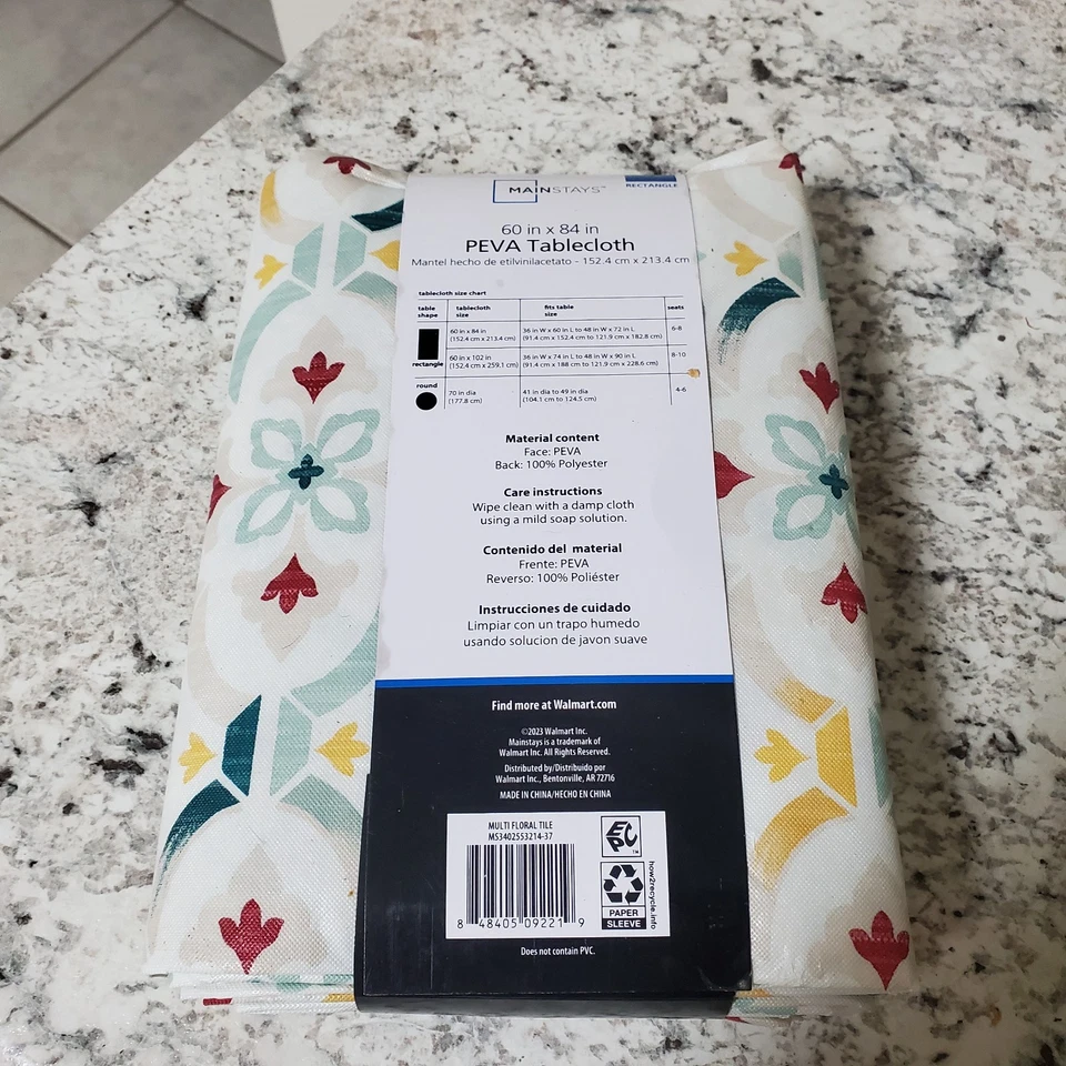 Mainstay Easy Care PEVA Tablecloth 60x84 Inches in Fall Colors - Image 2 of 2