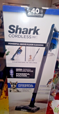 #ad NEW Shark Pet Cordless Stick Vacuum XL Dust Cup LED Headlights Blue Iris IX141 $135.00