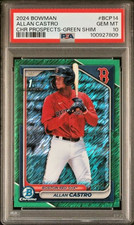 Allan Castro 2024 Bowman Chrome Prospects Green Shimmer /99 PSA 10 POP 1