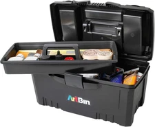 6918AB Twin Top 17 Inch Supply Box, Portable Art & Craft Supply Organizer with H