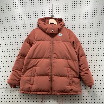 Madewell Down Puffer Jacket Womens XS Peach Pink Hooded Heavyweight 