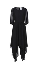 Jijil Womens Black Hi Low 3/4 Sleeve Midi Dress Size S