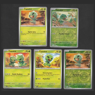 Capsakid Pokemon Card Collection Set of 5 English Cards Grass Type Reverse Holo
