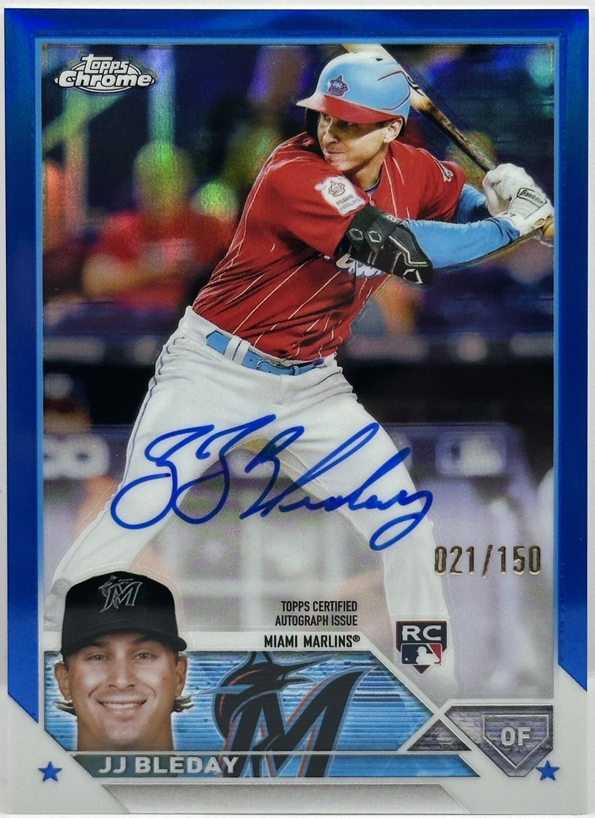2023 Topps Chrome JJ Bleday Blue Refractor Rookie Auto RC /150