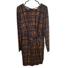 Michael Kors Women's Size L Long Sleeve Faux Wrap Dress Geometric Print