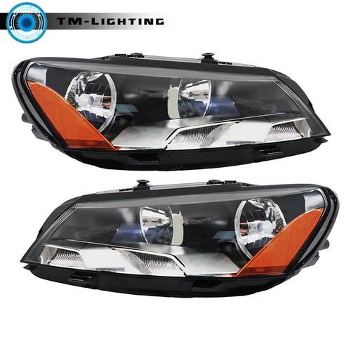 Halogen Headlamp For 2012-2015 Volkswagen Passat Left&Right Side Headlight Black - Picture 3 of 8