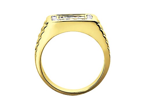 Genuine 0.75Ct Round Cut Mens Wedding Band Ring 10K Yellow Gold GH I1 Channel - Picture 2 of 3