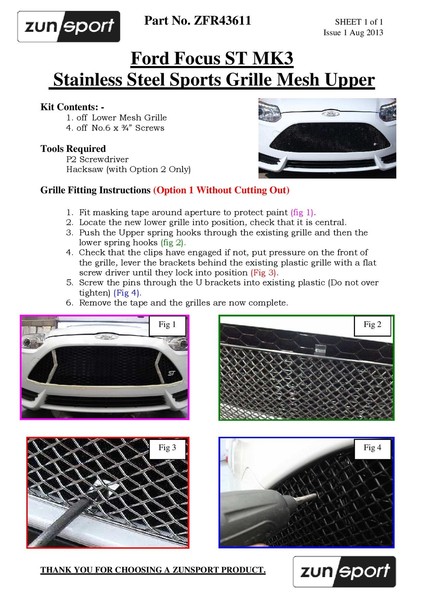 Ford Focus ST MK3 – Vorderer Grillsatz, Schwarz (2011 Bis 2014)-image