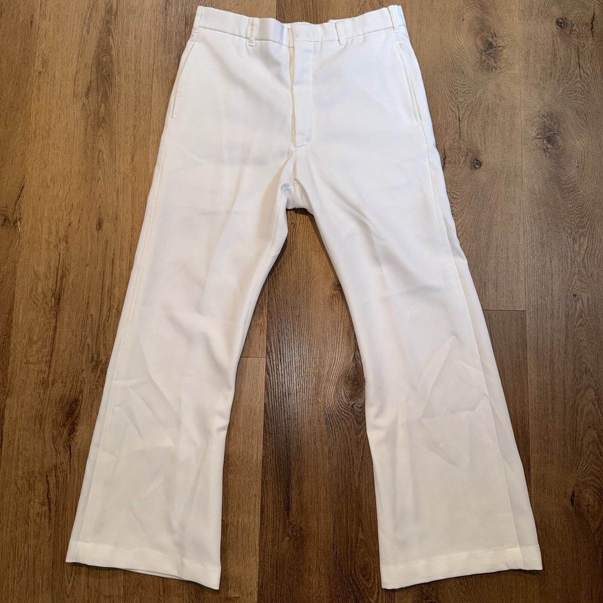 Vintage 60s 70s Pants Mens 32 29 Bell Bottom Flare Leg White Vintage 60s 70s Pants Mens 32 29 Bell Bottom Flare Leg White