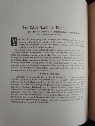Seltene kalifornische Geschichte in Erinnerung an Spencer G. Millard eingeschrieben von Witwe Book - Bild 8 von 11