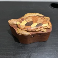 Sea Turtle Flower Necklace Island Wood Wooden Puzzle Box Jewelry Trinket Box