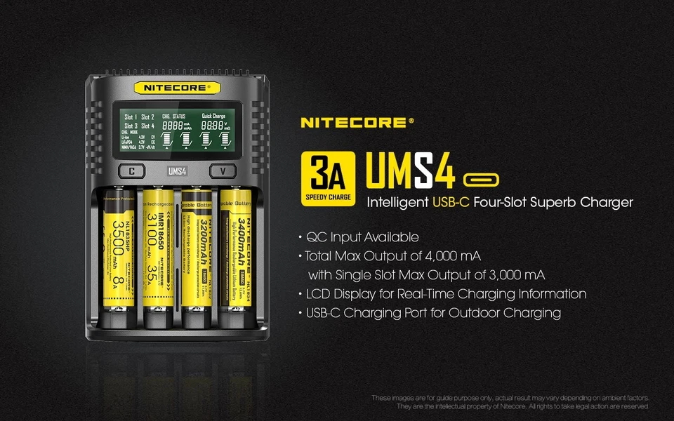 NITECORE UMS4 Intelligent USB-C Four Slot Superb Battery Charger - Image 2 of 4