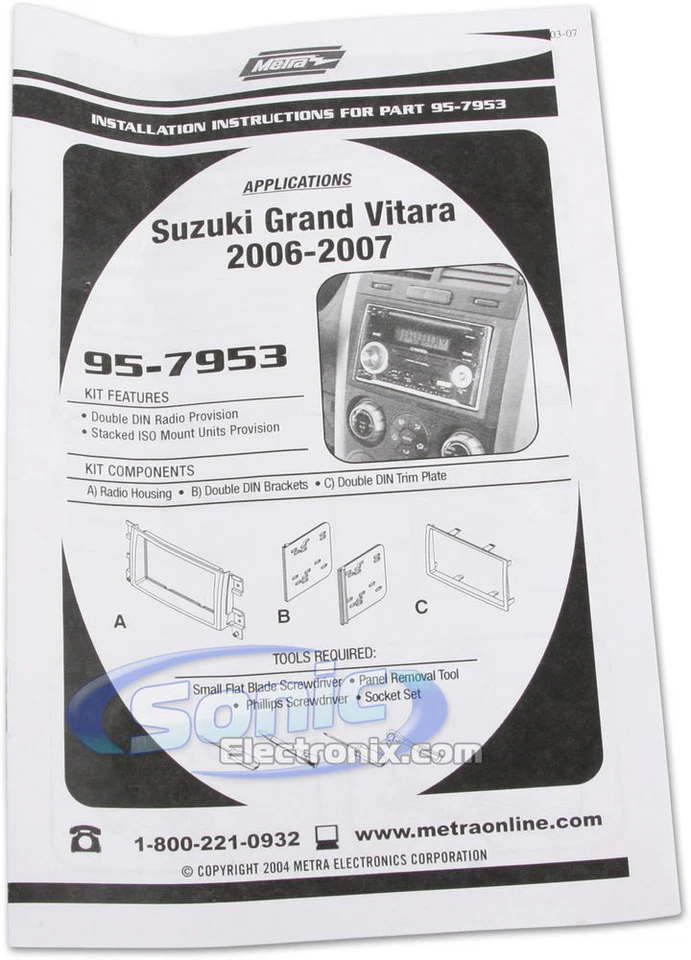 Metra 95-7953 Double-DIN dash kit for select 2006-2011 Suzuki Grand Vitara - Image 2 of 3