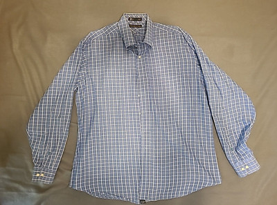 Tommy Hilfiger Men's Button-Up Shirt Long Sleeve Check Blue   XL