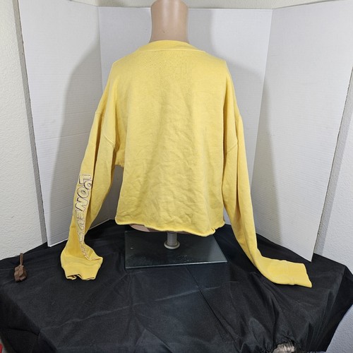 Vintage Looney Tunes Cropped Top Long Sleve Sweatshirt Pullover Shirt YellowSz S - Picture 4 of 24