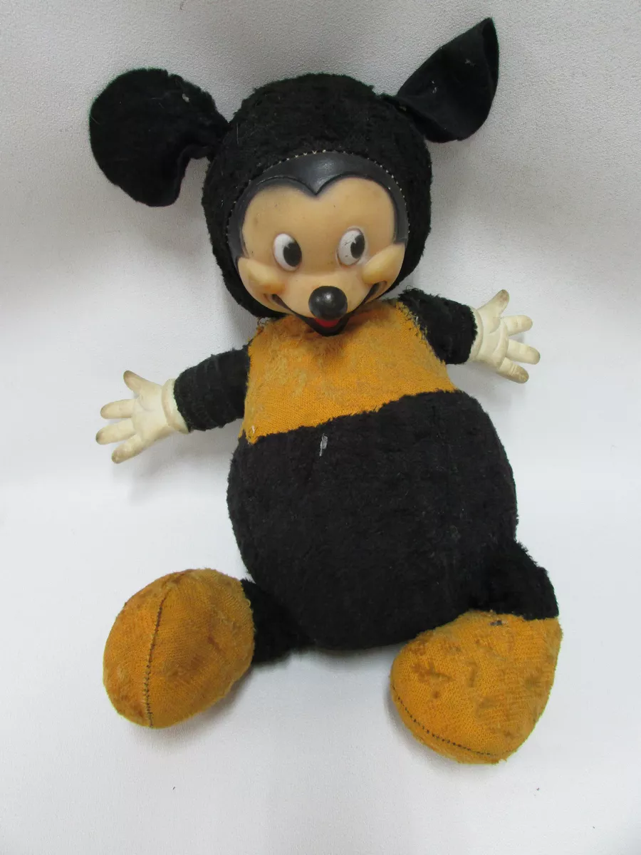 EARLY RUBBER FACED HANDS MICKEY MOUSE SEWN CLOTH VINTAGE TOY