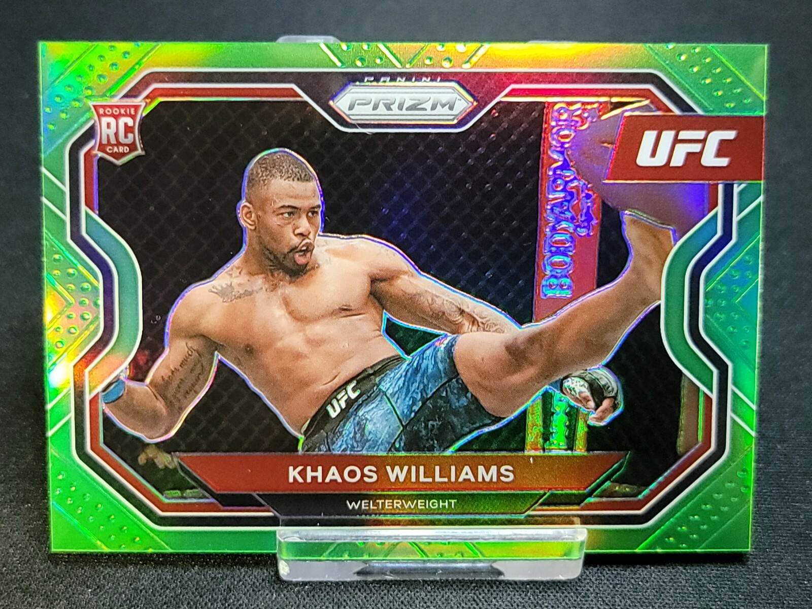 2021 Khaos Williams ROOKIE UFC NEON GREEN PRIZM REFRACTOR SP # /75