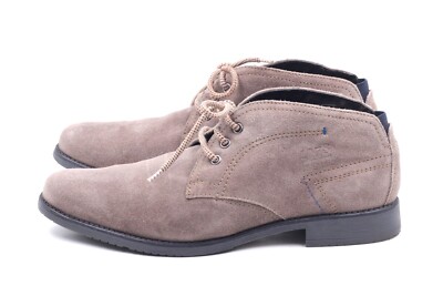 BUGATTI Herren Halbschuhe Schnürschuhe EUR 42 UK 8 Beige Wildleder Gefüttert