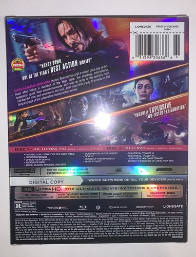 JOHN WICK 3 (4K UHD + Blu-Ray) Walmart Exclusive w/ Rare Replica Coin OOP NEW - Picture 5 of 6