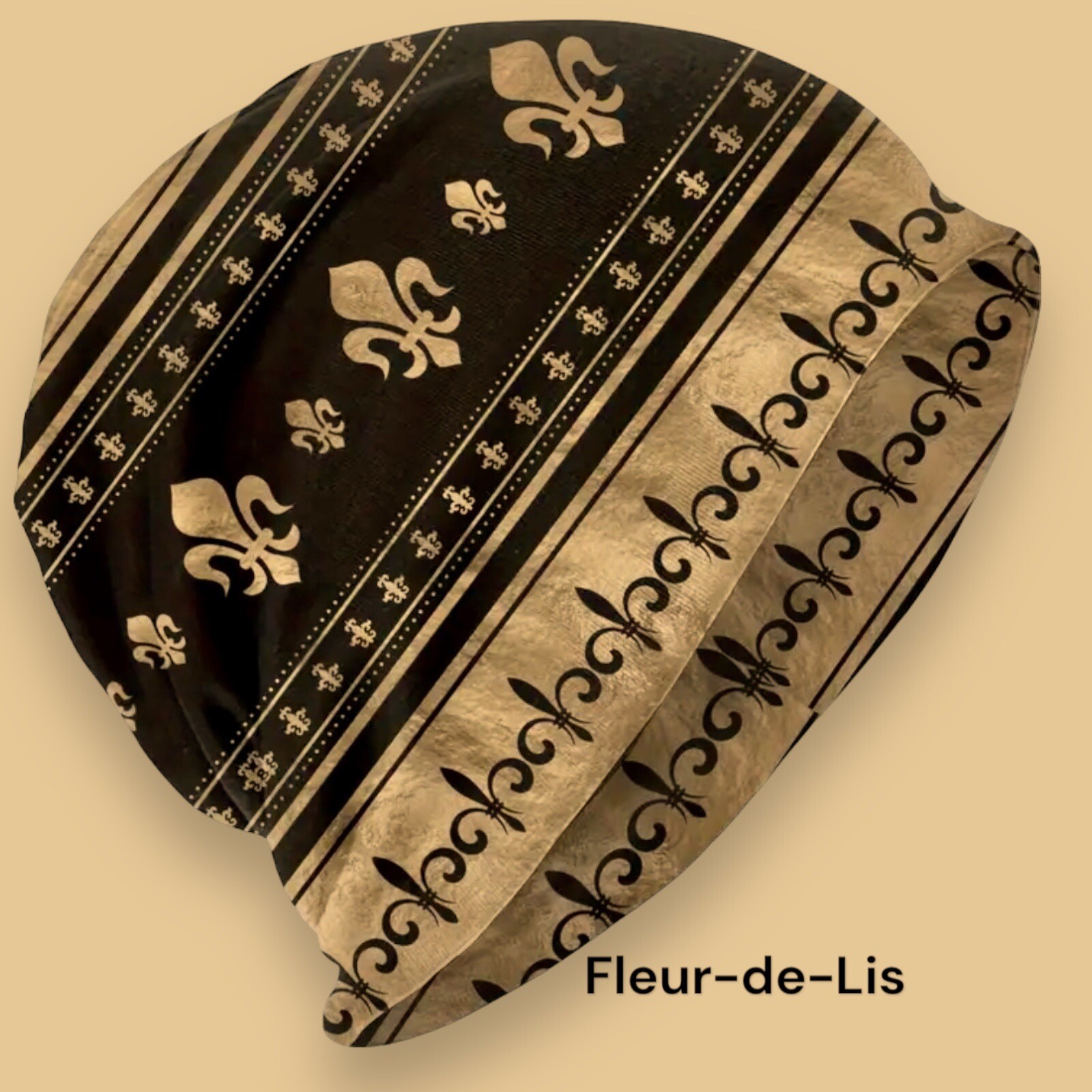 Beanie “Fleur-de-Lis” Cap Hat Chemo Unisex Skullcap Dome-Toaster TRAVELERS-image