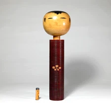 RARE: Master HASHIME TAKAHASHI Kokeshi "Ume-do" Signed 1970s Japan , 14" (K470)