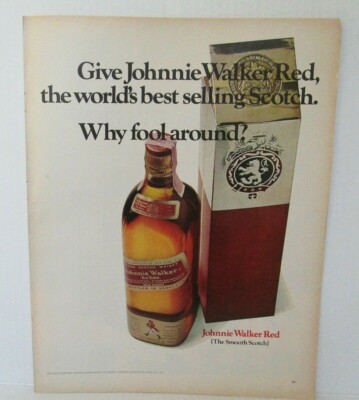 JOHNNIE WALKER RED THE SMOOTH SCOTCH Vtg.1960's 10.5'' X 13.5''  Magazine Ad LM6