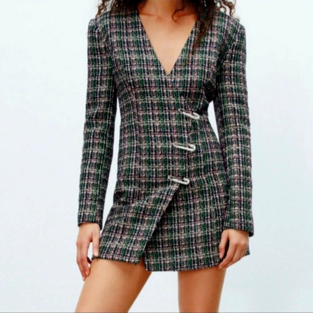 Zara tweed top blazer dress