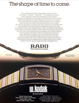 1986 Rado Diastar Anatom Watch photo ''Shape of Time to Come'' vintage print ad