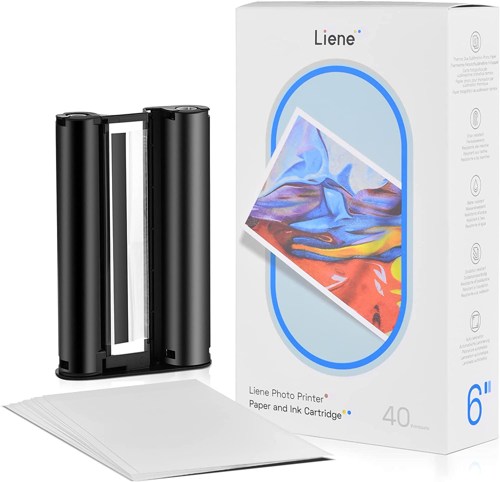 Liene 4X6 Photo Printer Paper & Cartridge Bundle, 40 Sheets, High-Quality Prints