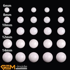 Porcelain White Jade Gemstone Round Loose Beads Jewelry Making 15" Bulk 6mm-14mm