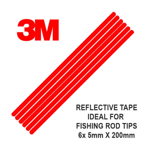 3M Scotchlite Reflective Rod Tip Tape, 6 Strips 5mm x 200mm - Fishing UK (Red) - Picture 1 of 8