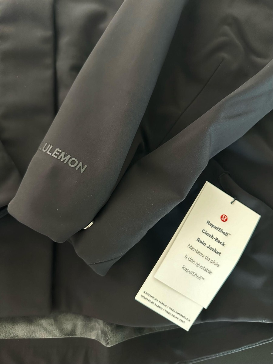 LULULEMON RepelShell Cinch-Back Rain Jacket Black Women's US LULULEMON RepelShell Cinch-Back Rain Jacket Black Women's US