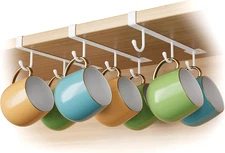 Mug Hooks for Cabinet, Clip-On Shelf and Only Fits Flat Cabinet Without Any Lip,