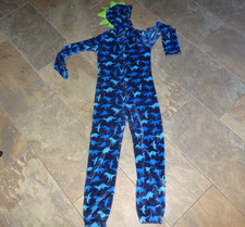 OT Revolution one Piece Fleece/microfiber Hooded Pajamas PJ Dinosaur L 12 14 Boy